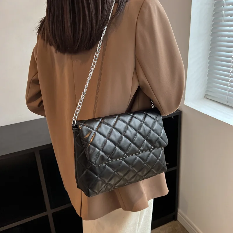 

Plaid Chain Women Shoulder Bags Luxury Designer Pu Leather Handbags High Quality Large Capacity Tote Bags Fashion Top Handle Bag