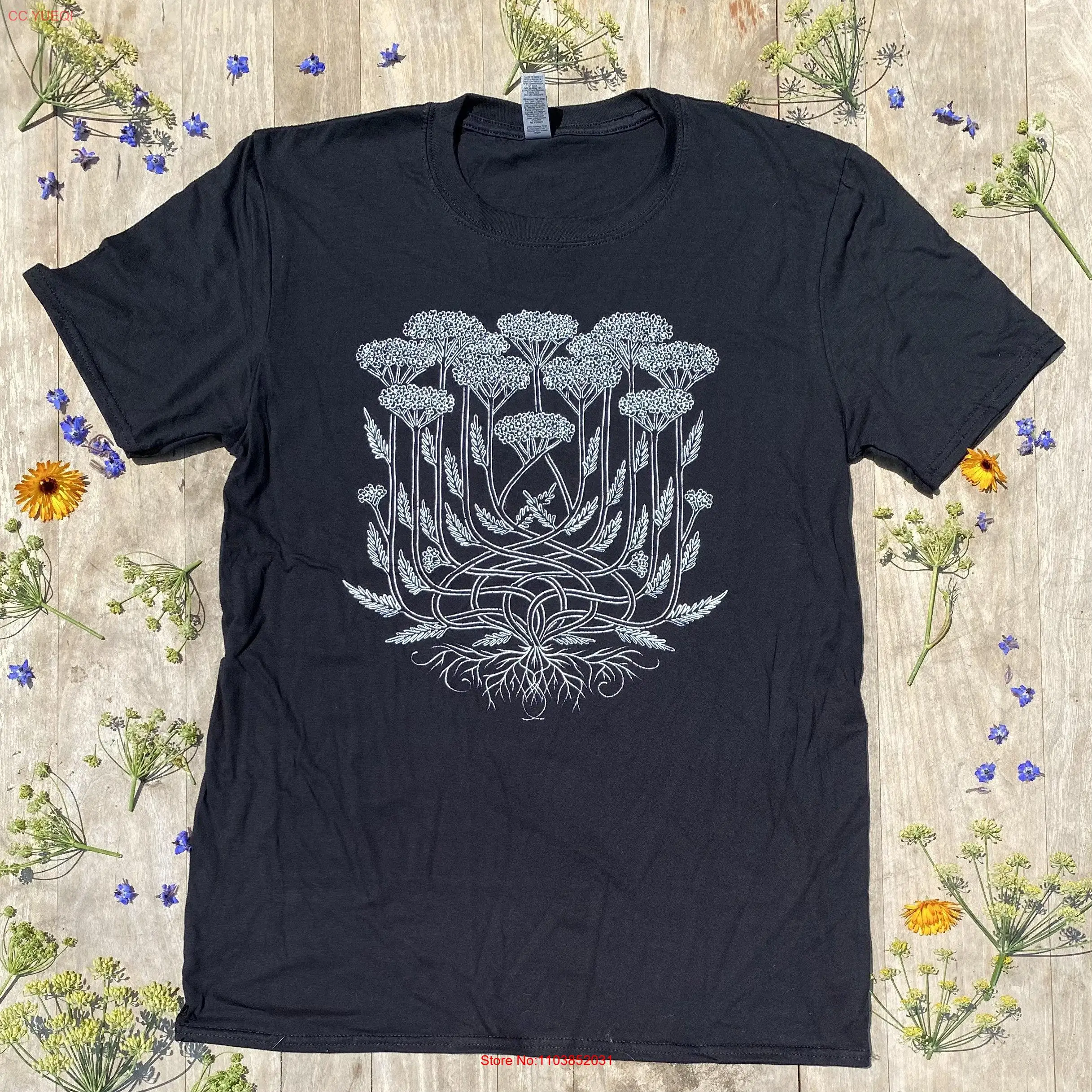 YARROW T Shirt herbalist gift green witch art nouveau witchy mystical cottagecore unisex short sleeve graphic