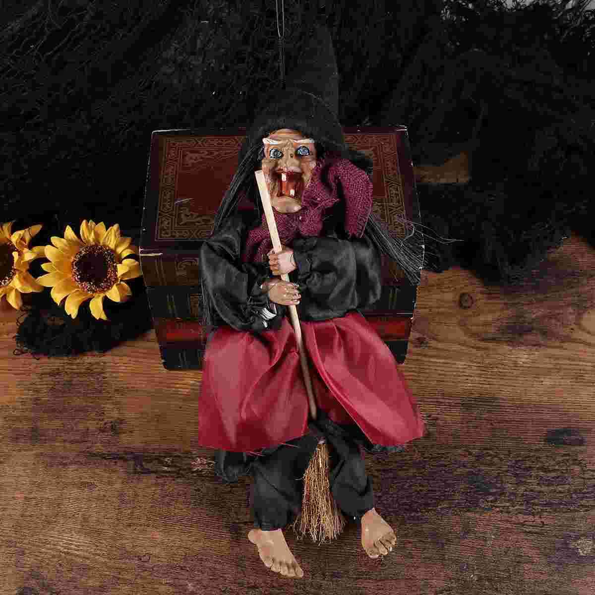 

1pc Hanging Witch Scary Voice Control Horror Witch with Sound Prop for Haunted House