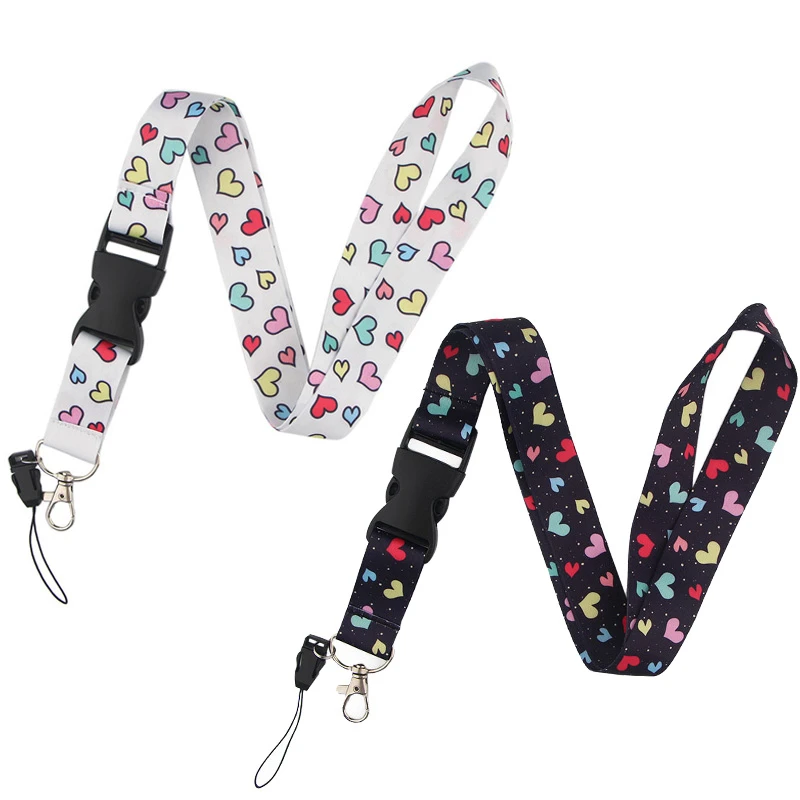 

Colorful Rainbow love Neck Strap Lanyards ID badge card holder keychain Mobile Phone Strap Gift Ribbon webbing couple necklace