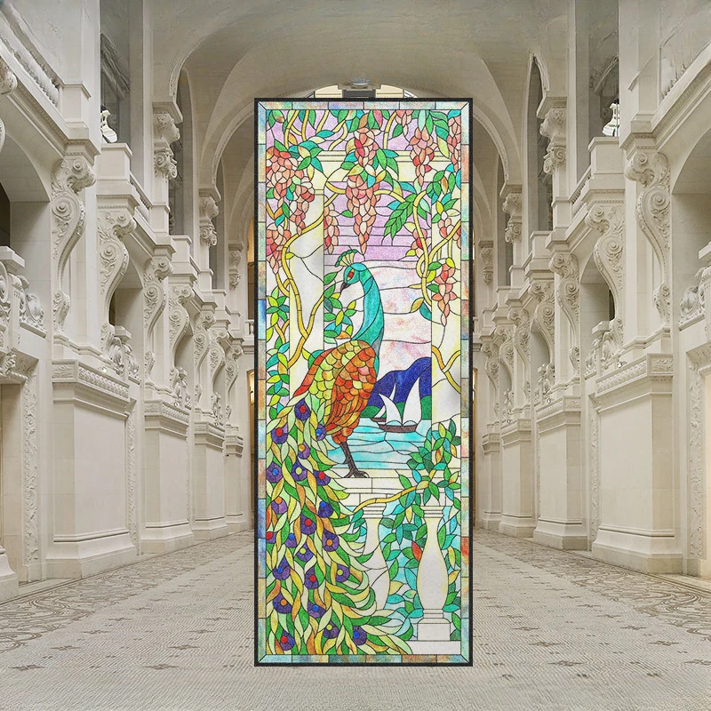 Красочная стеклянная пленка с узором в европейском стиле ретро защита от