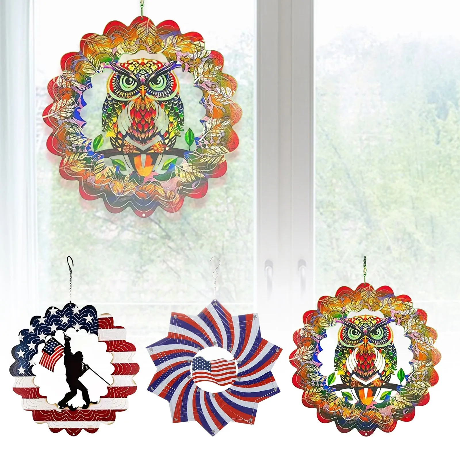 

Three Dynamic Rotating Wind Chime House Decoration On Independence Day Dad Memorial Wind Chimes