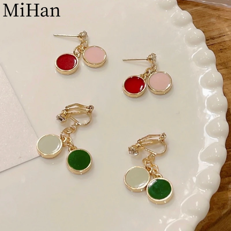 

Mihan Modern Jewelry Red Green Enamel Earrings Popular Design Simply Geometric Drop Earrings For Women Party Gifts Wholesale