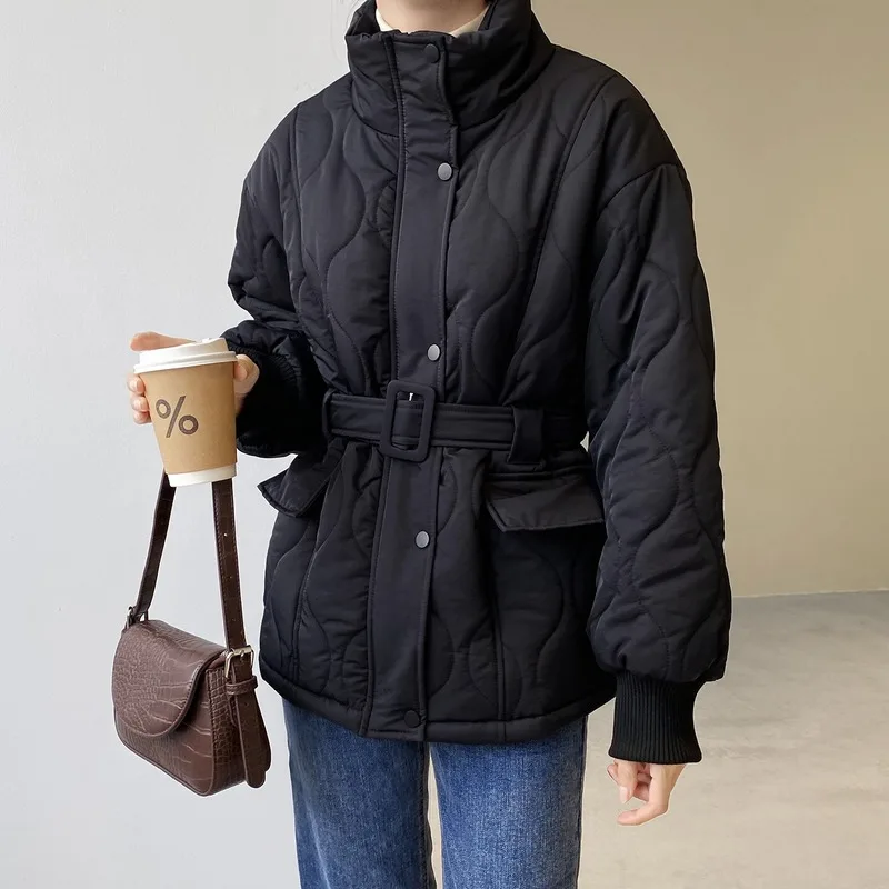 Outwear Women Jacket Winter Elegant Solid Parkas Cotton Coat Thick Warm Female Loose Short High Quality Oversize Overcoat Sweet