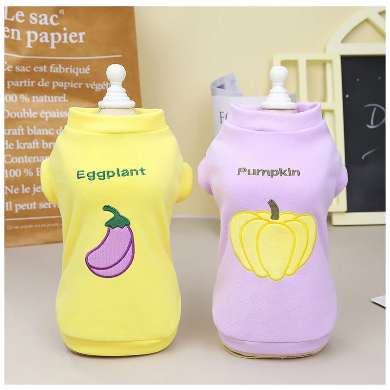 Одежда для кошек баклажаны и тыквы вышитый логотип маленьких собак свитер