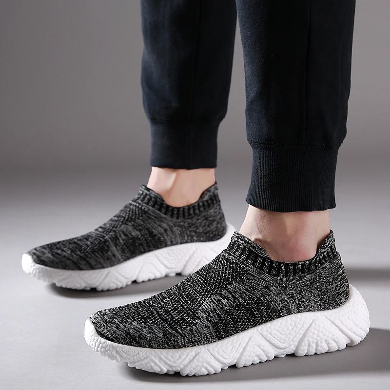 BLWBYL 2022 NEW Casual Shoes Men Knitted Mesh Outdoor Sneakers Men Slip-on Sock Shoes Breathable Sport Shoes Men