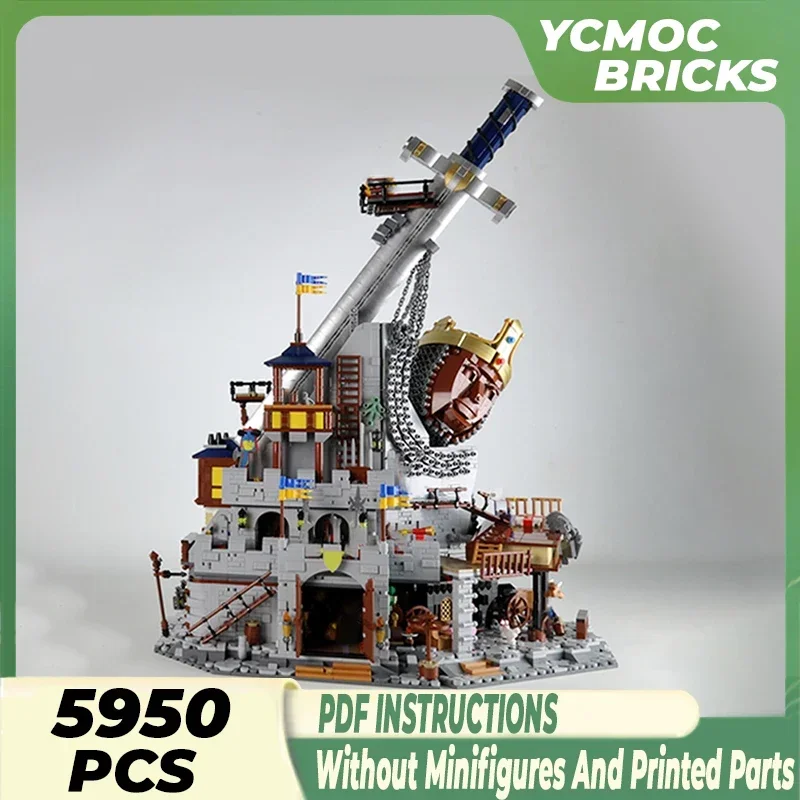 Средневековый замок модель Moc строительные кирпичи короли гробница часы башня