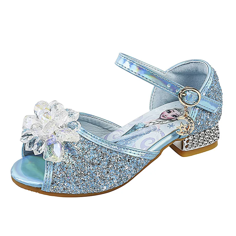 

Disney Girls Sandals New Korean Summer Children's High Heels Little Girls Crystal Shoes Fashion Soft Sole frozen Princess Shoes