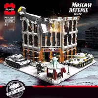creative expert military moscow defense war broken architecture street view tank diy assembly building block model kit