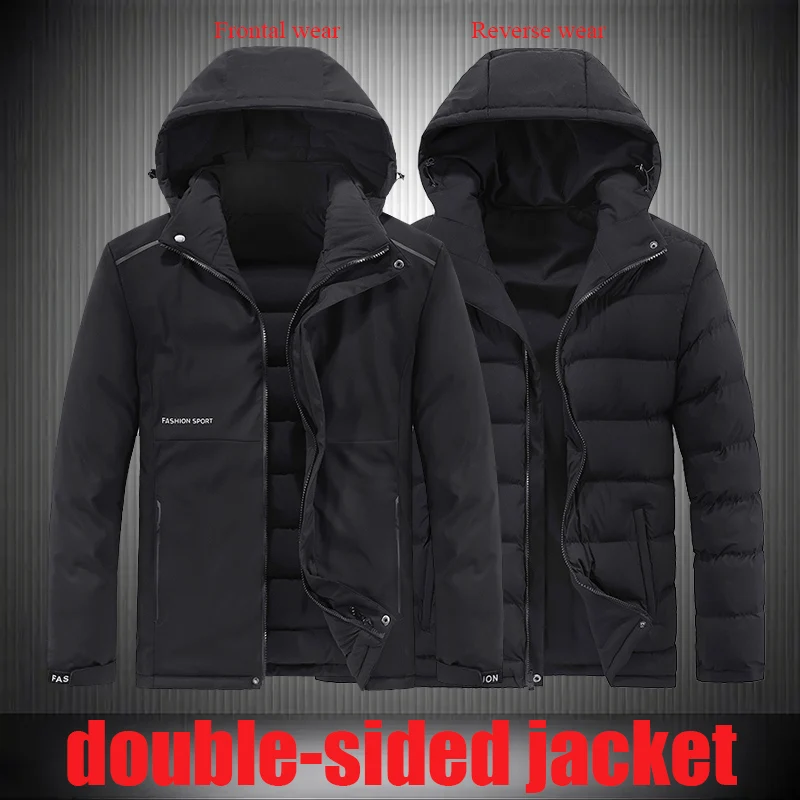 Hooded Classic Double-sided Padded Jacket Men's Thickened Warm Jackets&Coats  2022 New Fashion Down Parkas Plus Size 6XL