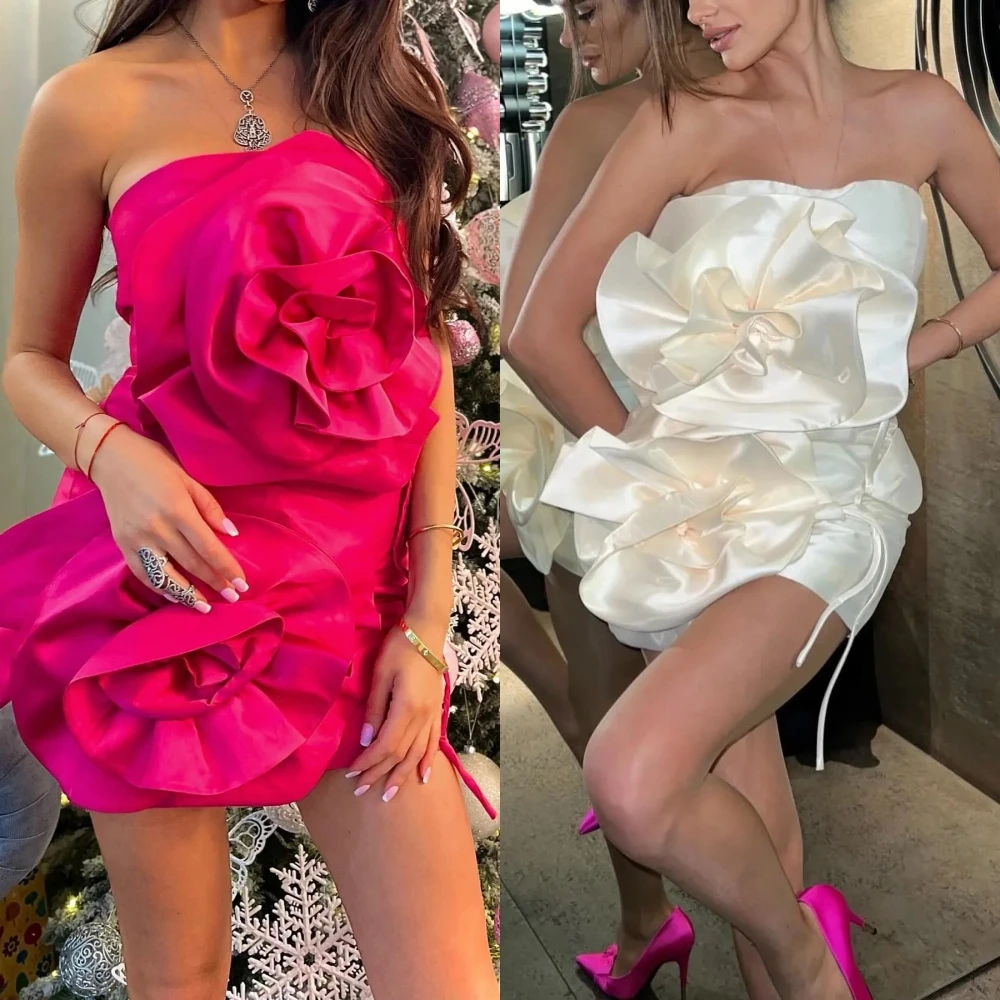 ity satynowy kwiat Quinceanera linia A без бретелек платье на заказ длиной до колена