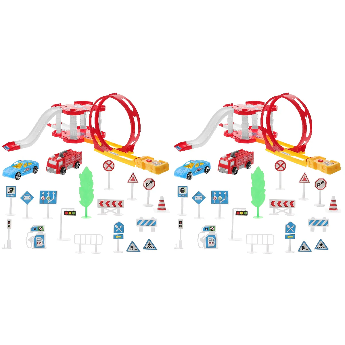 

2 комплекта Трековый автомобиль игрушечный мини-автомобиль Железнодорожный грузовик гонка мультяшный пластиковый малыш