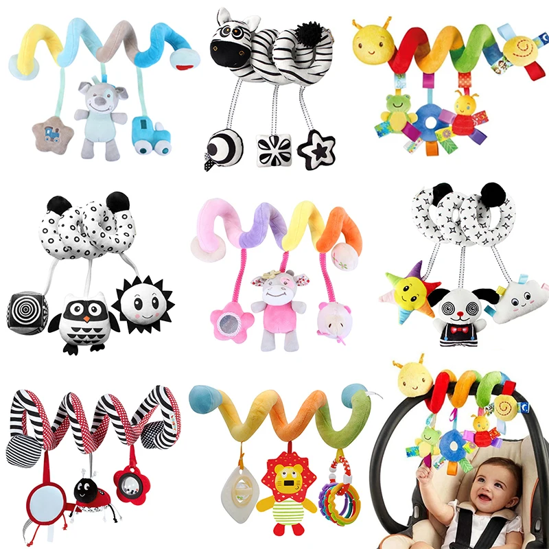 

Sensory Baby Plush Rattle Toys Stroller Crib Hanging Toys Baby Rattle Black White Toys For Newborn Baby Games Toys 0 6 12 Months
