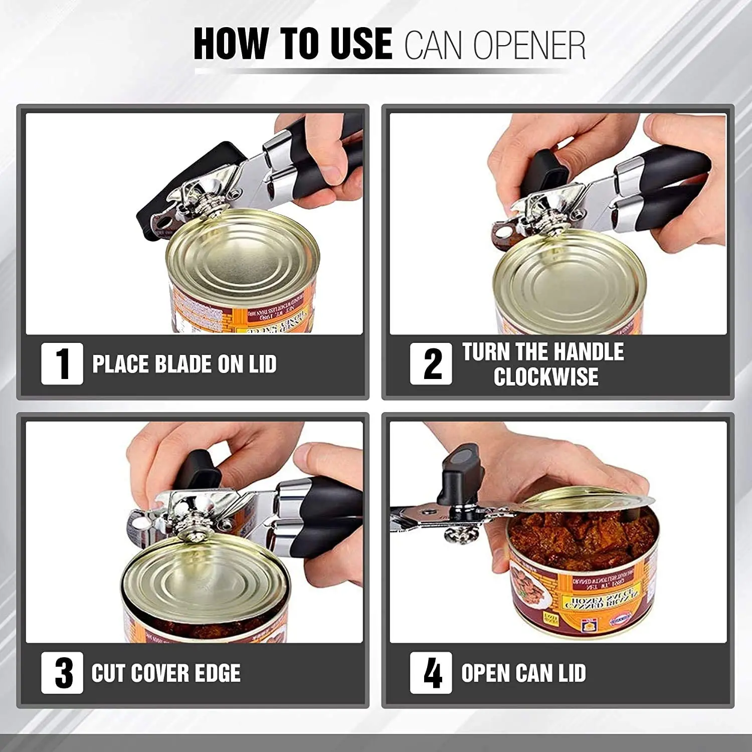 

High Quality Stainless Steel Cans Opener Professional Ergonomic Manual Can Opener Side Cut Manual Can Opener