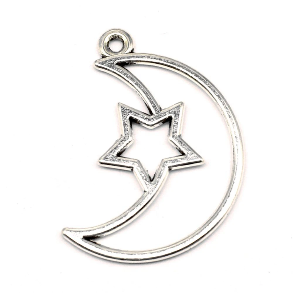 

Star Moon Charm For Making Jewelry Diy Finding 30pcs 26x37mm
