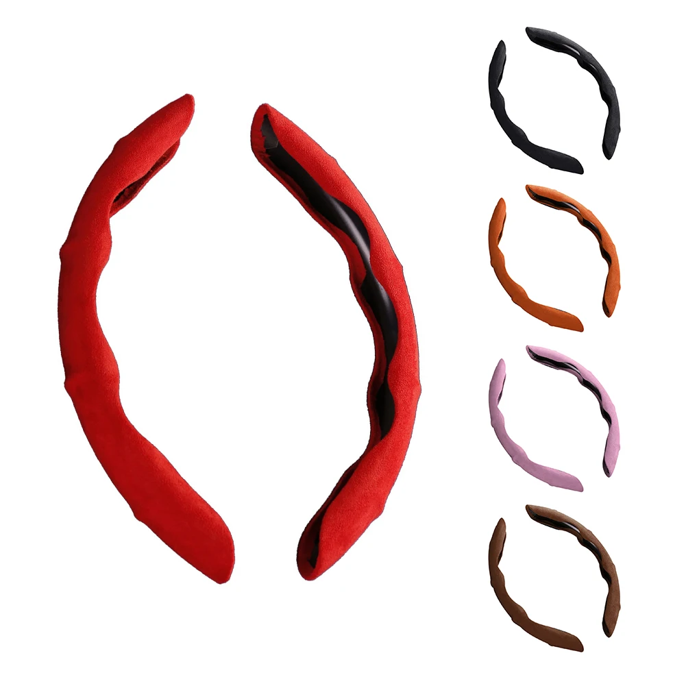 

Car 38cm Steering Wheel Cover Suede Cover Non-Slip Breathable Winter Car Interior Accessories Universal