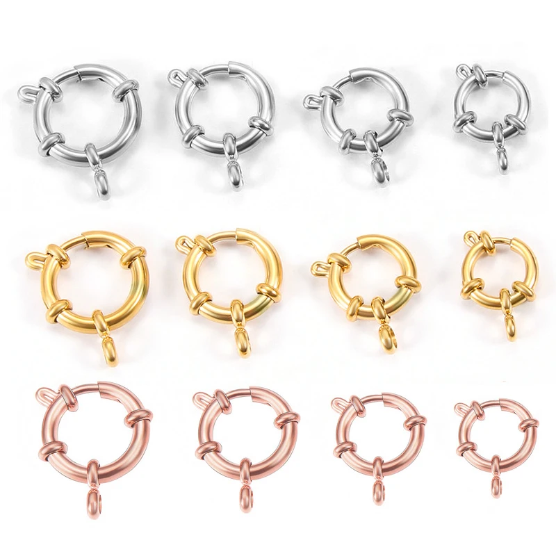 Круглые Пружинные застежки из нержавеющей стали 316L крючки золотого цвета для