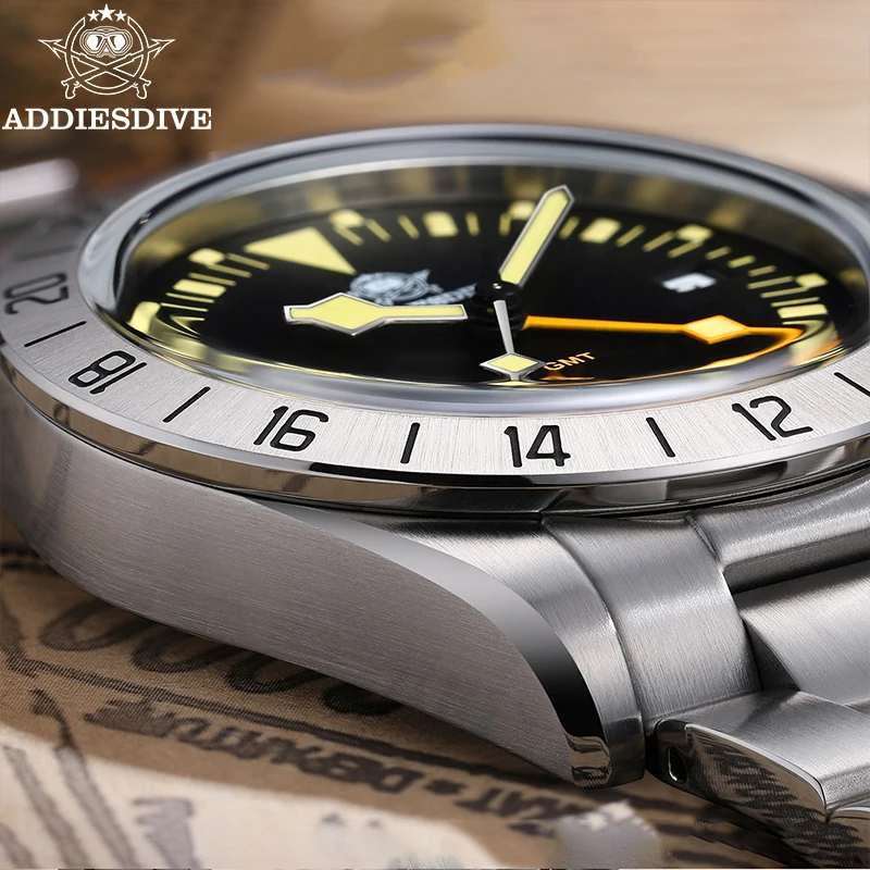 ADDIESDIVE GMT часы мужские 39 мм дайвер светящийся календарь дисплей из нержавеющей
