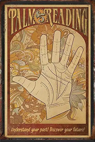 Металлическая винтажная жестяная вывеска 8 x 12 дюймов для чтения на долоне