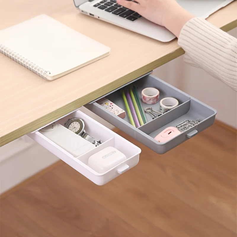 

Desk Small Case Hidden Side Storage Table Stationery Pastable Under Pencil Moving 1pc The Desktop Box Drawer Storage Type