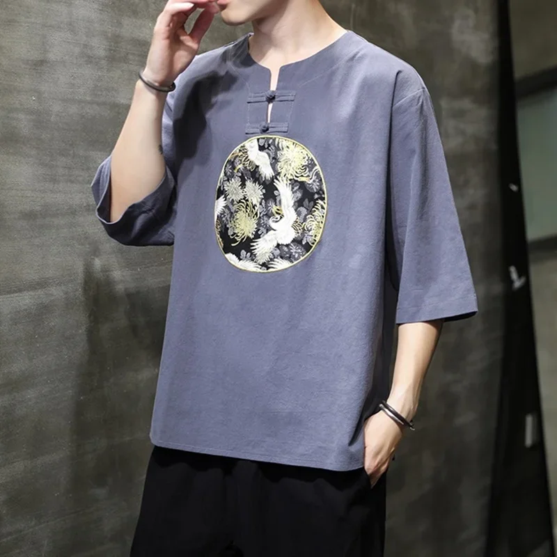 Лето 2020 китайские рубашки ханьфу азиатская одежда Чонсам Топ тайчи мужской