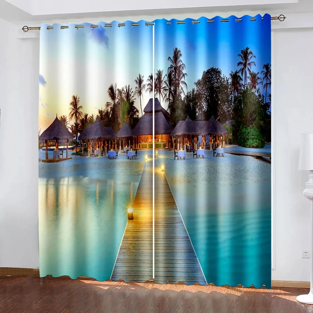 

Шторы с принтом пляжного ландшафта, подходят для растушевки и фотоосвещения в спальнях и гостиных
