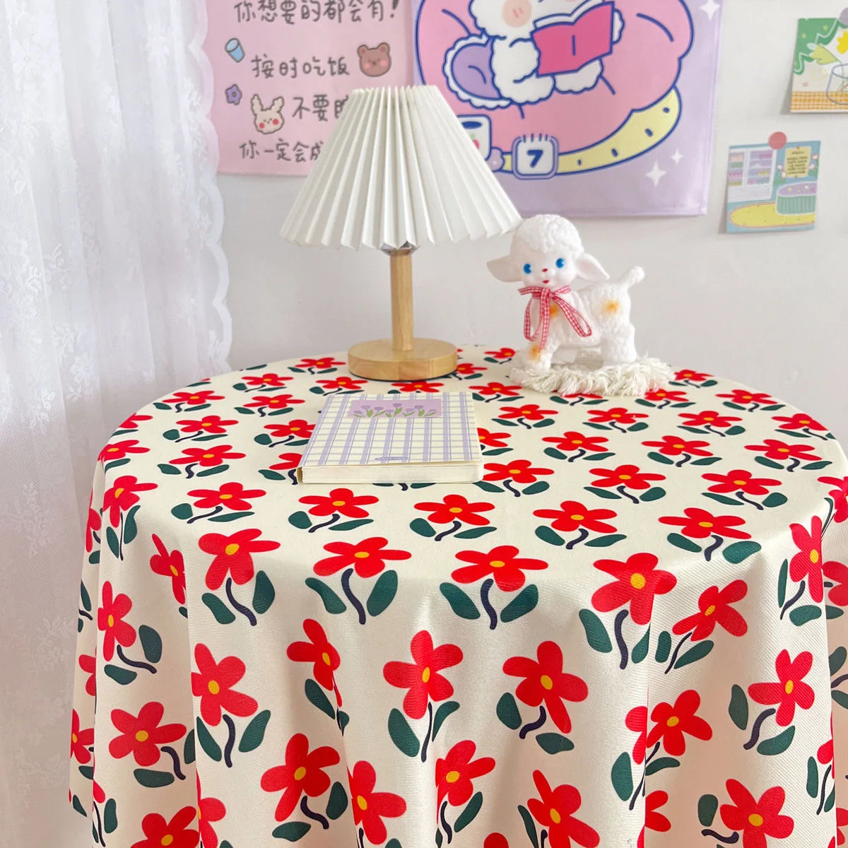 

Checkered Book Table Cloth Fabric Art Girl Heart Inn Style Bedroom Table Cloth Table Cloth Xiao Qing New Style R8D3936