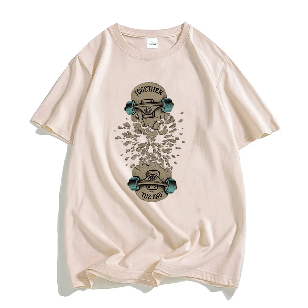 

Skateboard Graphic T Shirt 100% Cotton Vintage Tee-shirts Men/women Four Seasons T-shirts Loose Hip Hop Short Sleeve Clothing
