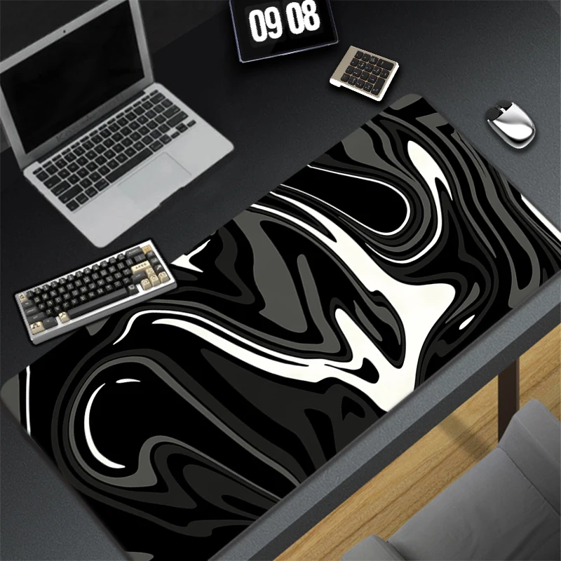 White And Black Strata Liquid Mousepad Company Carpet Mouse Computer Mouse Mats Xxl Desk Table Protector Blue Pink 90x40 80x30