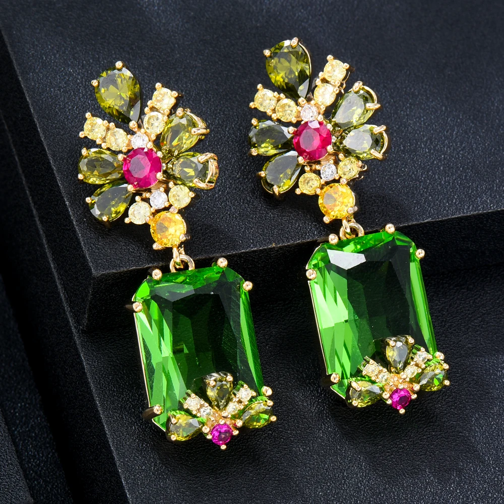 Kellybola New Original Colorful Candy CZ Earrings for Women Wedding Holiday Party Occasion Shiny Luxury Jewelry High Quality
