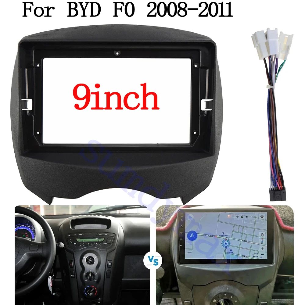 

9 inch Car Frame Fascia Adapter power wire cable For BYD F0 2008-2011 Android Radio Dash Fitting Panel Kit