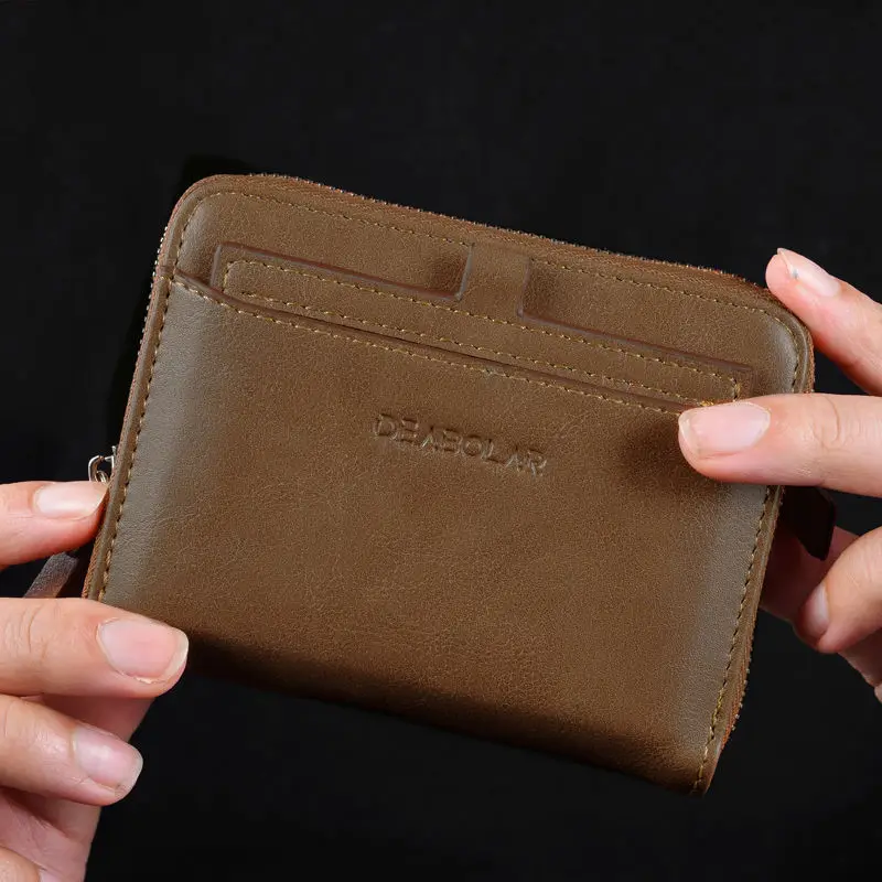 2022 hot sale anti-degaussing men's wallet short zipper youth men's wallet vertical wallet card holder