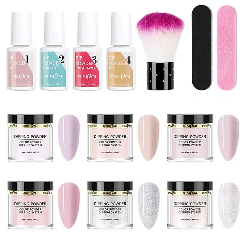 

Dipping Powder Kits Long Lasting Glitter Dip Powder For Nails Long-lasting Nail Powder Sets With Top Base Coat For Nail