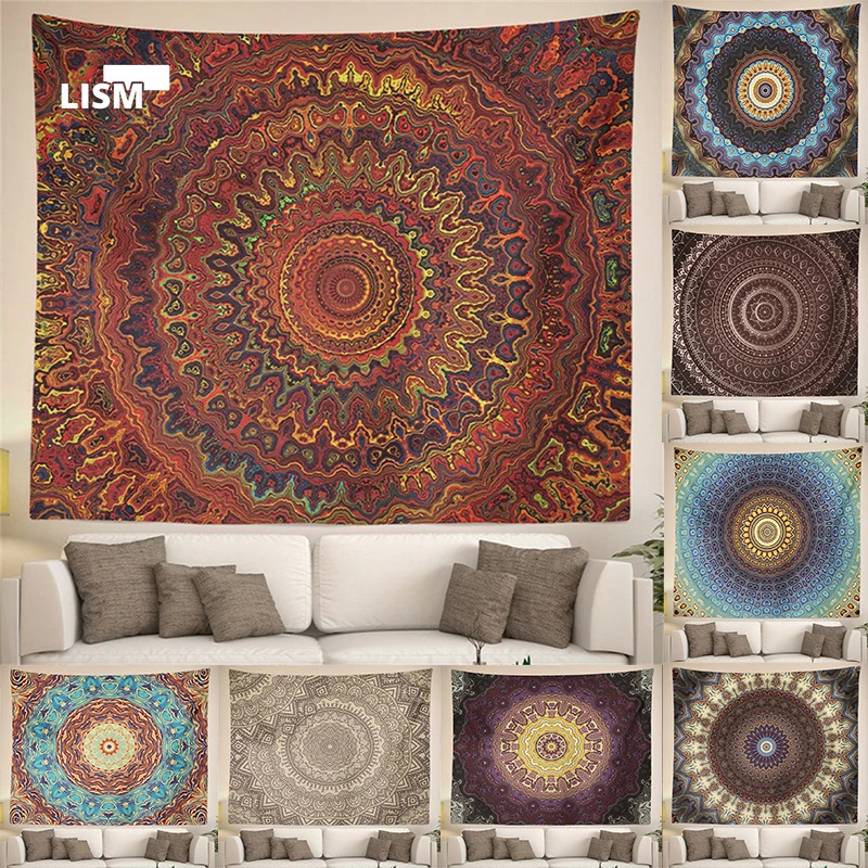 

Mandala Tapestry Wall Hanging Cloth Blanket Abstract Aesthetic Painting Bohemia Trendy Bedroom Dormitory Background Home Decor