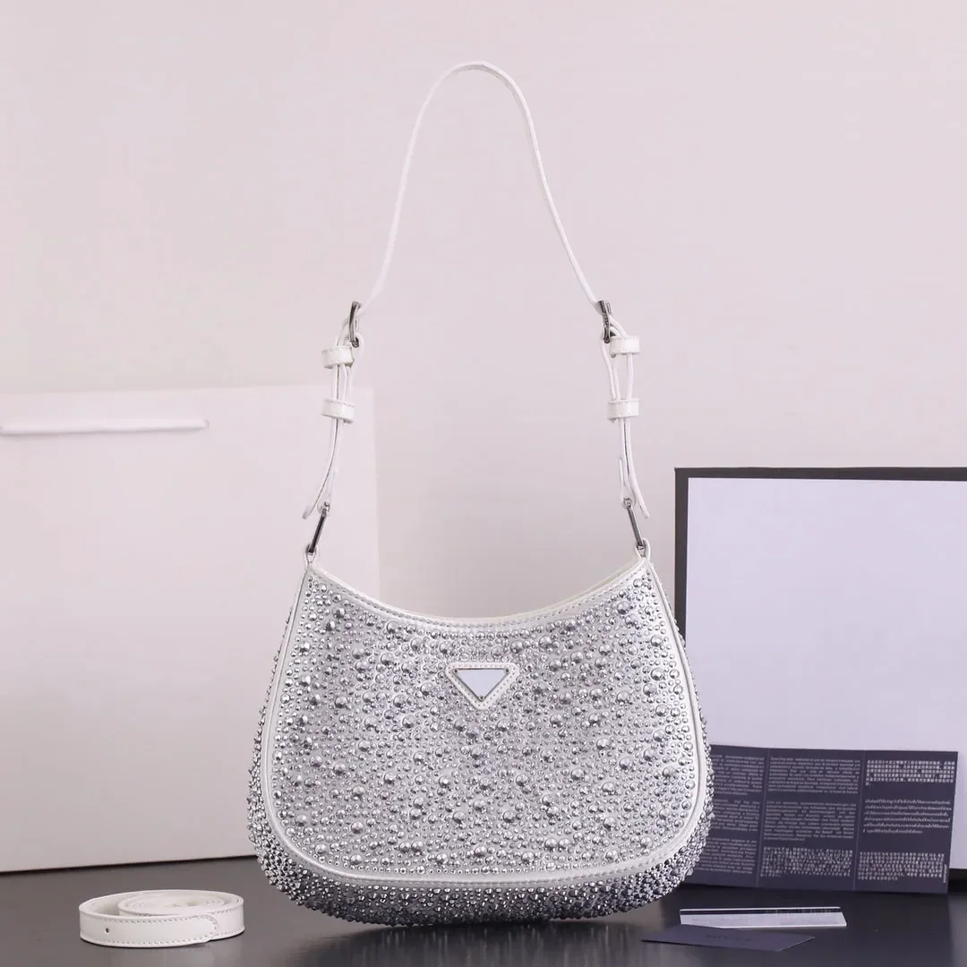 Shiny Underarm Designer Luxury Bag Shopping Women Diamonds Handbags Shoulder Crossbody Tote Purse Genuine Leather Calfskin