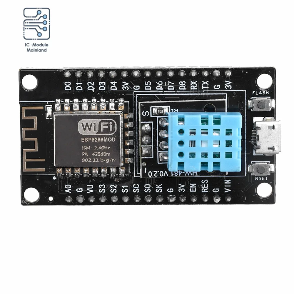 ESP-12F ESP8266 NodeMCU макетная плата со встроенным датчиком температуры и влажности DHT11