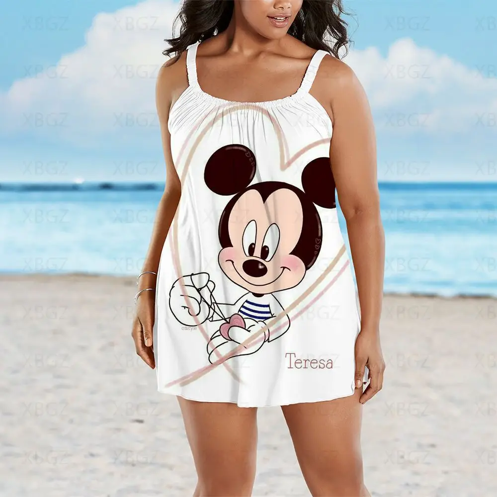 

Plus Size Summer Outfits Dresses Woman 2022 Loose 9XL Women's Free Shipping Sexy Disney Mickey Sling Cartoon Boho Sleeveless Hot