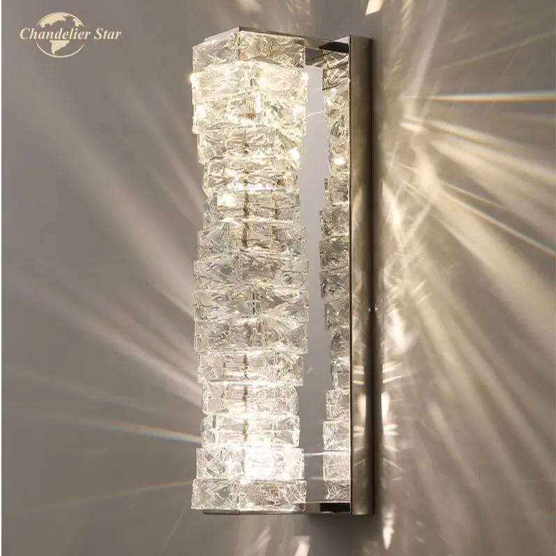 

Modern LED Wall Lamps Luxury Crystal Metal Long Wall Sconce Decor Bedroom Living Room Bathroom Corridor Indoor Lighting Fixture