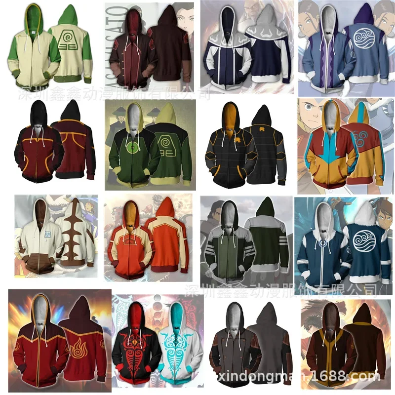 Anime avatar ostatni władca powietrza Katara Fire Nation Aang przebranie na karnawał bluza z kapturem 3D nadrukiem pulower kurtka płaszcz