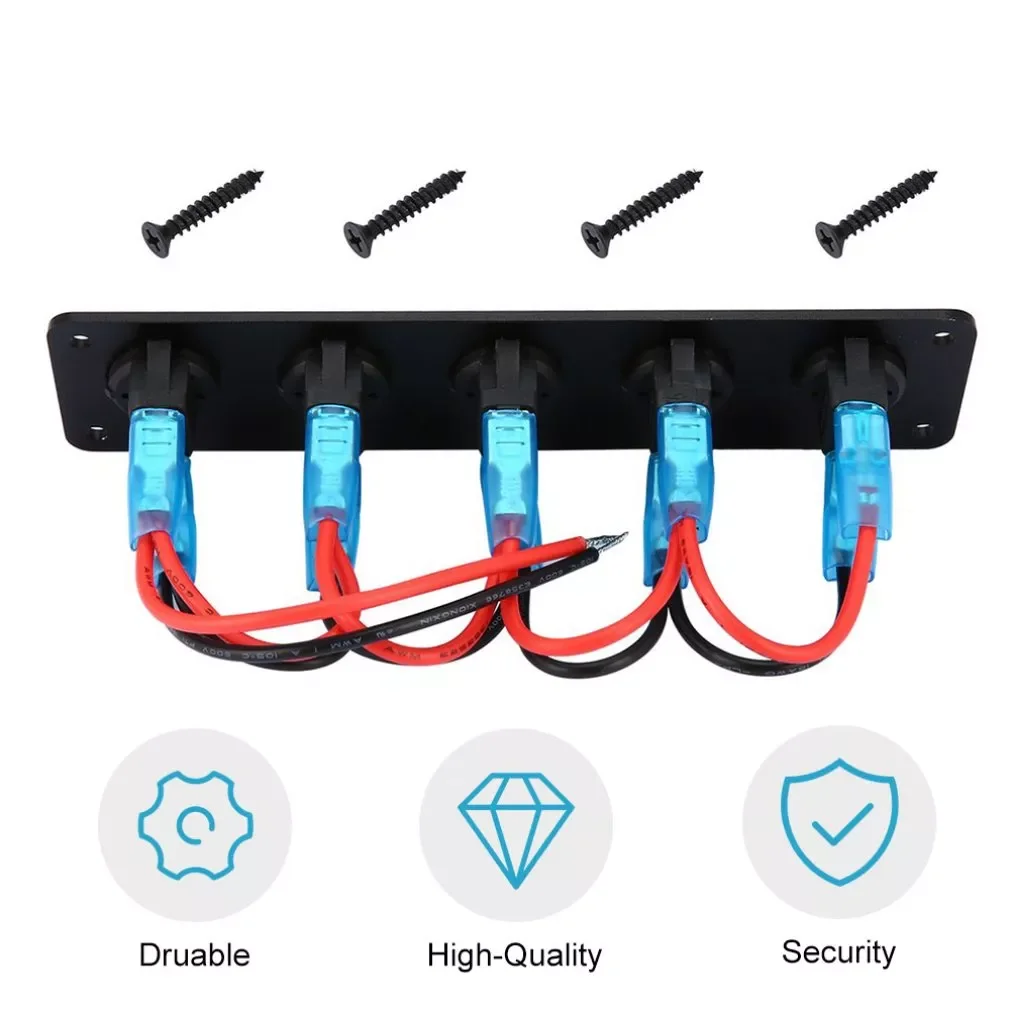 

Automobile accessories 5 Gang 12V Rocker Switch for Car Marine Boat Circuit Breakers Overload Protected LED Light Rocker Switch