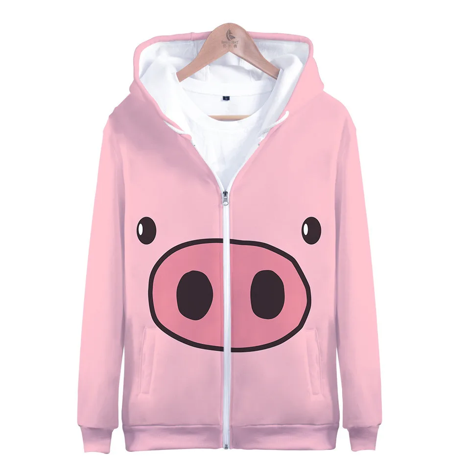 

3D Graphic Print Cute Pretty Pig Hoodies FOR women Novelty Autumn Streetwear ZIP UP Hoodie SweatshirtT Jacket clothes