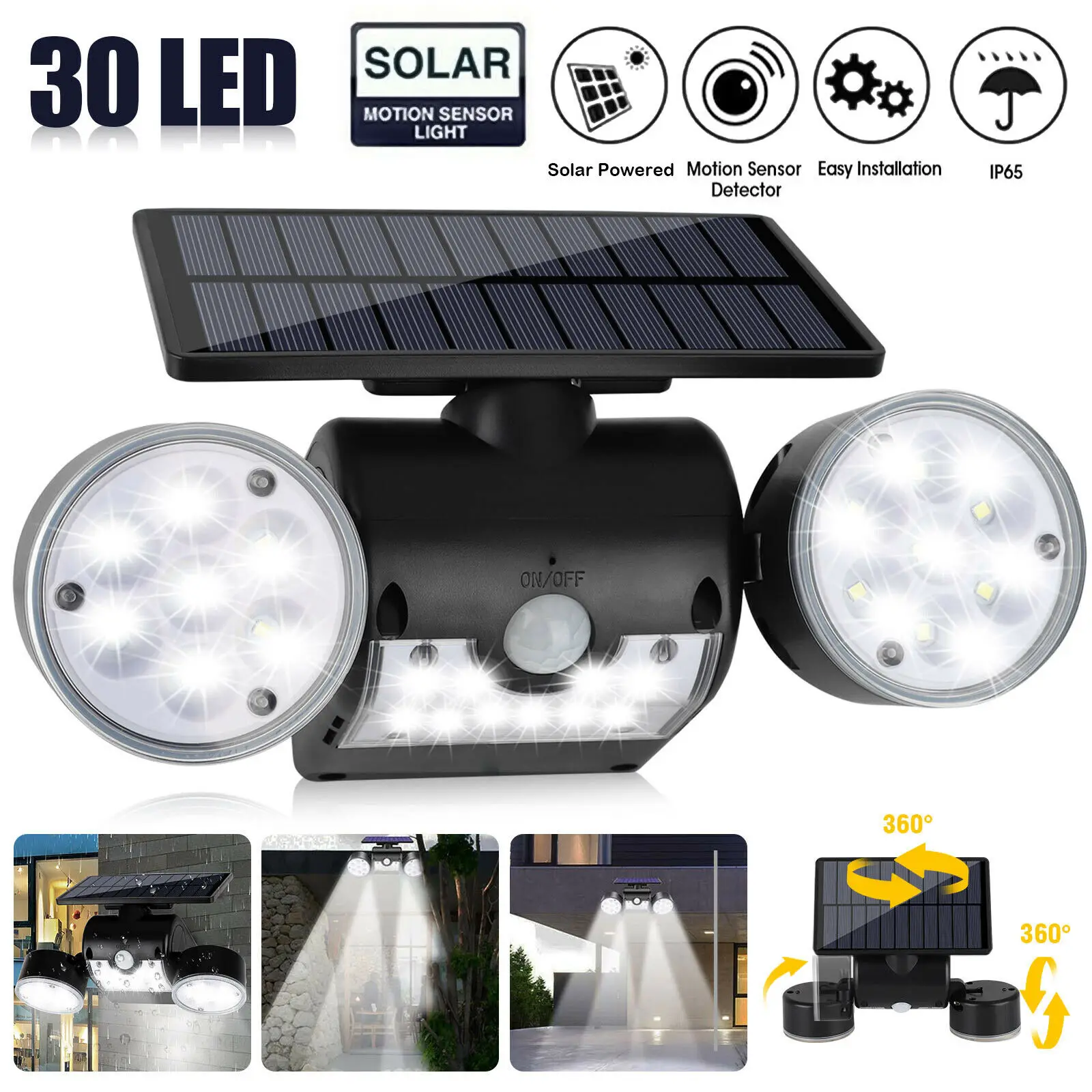 

Outdoor Solar Powered LED Light Patio Courtyard Automatic On off Induction Lamp Waterproof Spotlight