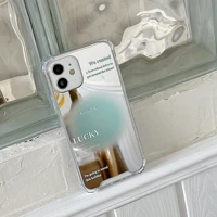 mint green lucky phone case for iphone ins mirror style tpu for iphone 13 12 11 x 7 8 6 xs fashion full cover gift phone case