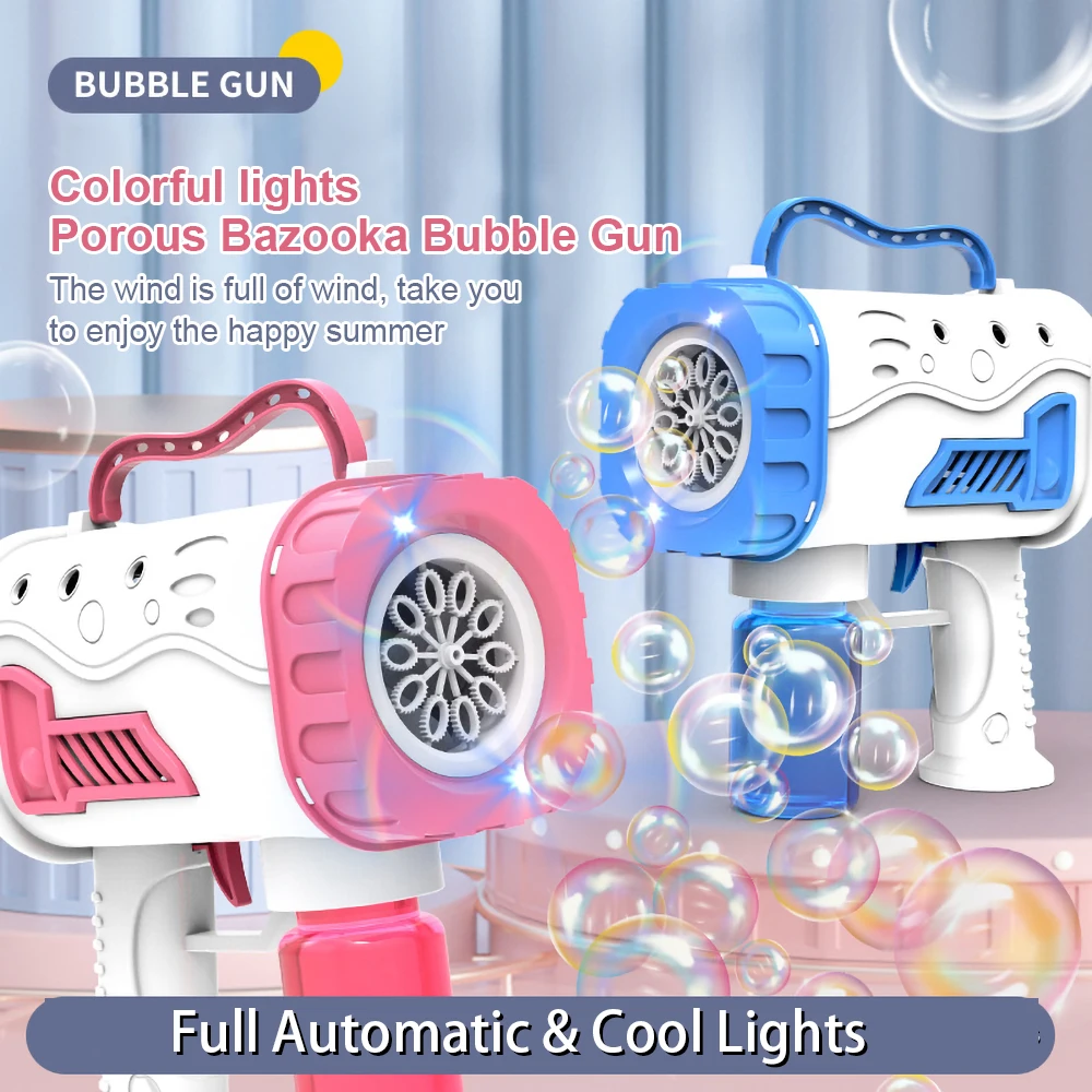 

Fully Automatic 10 Holes Bubble Gun Rainbow Machine Soap Bubbles Magic Bubble Party Supplies Bathroom Outdoor Toys For Children