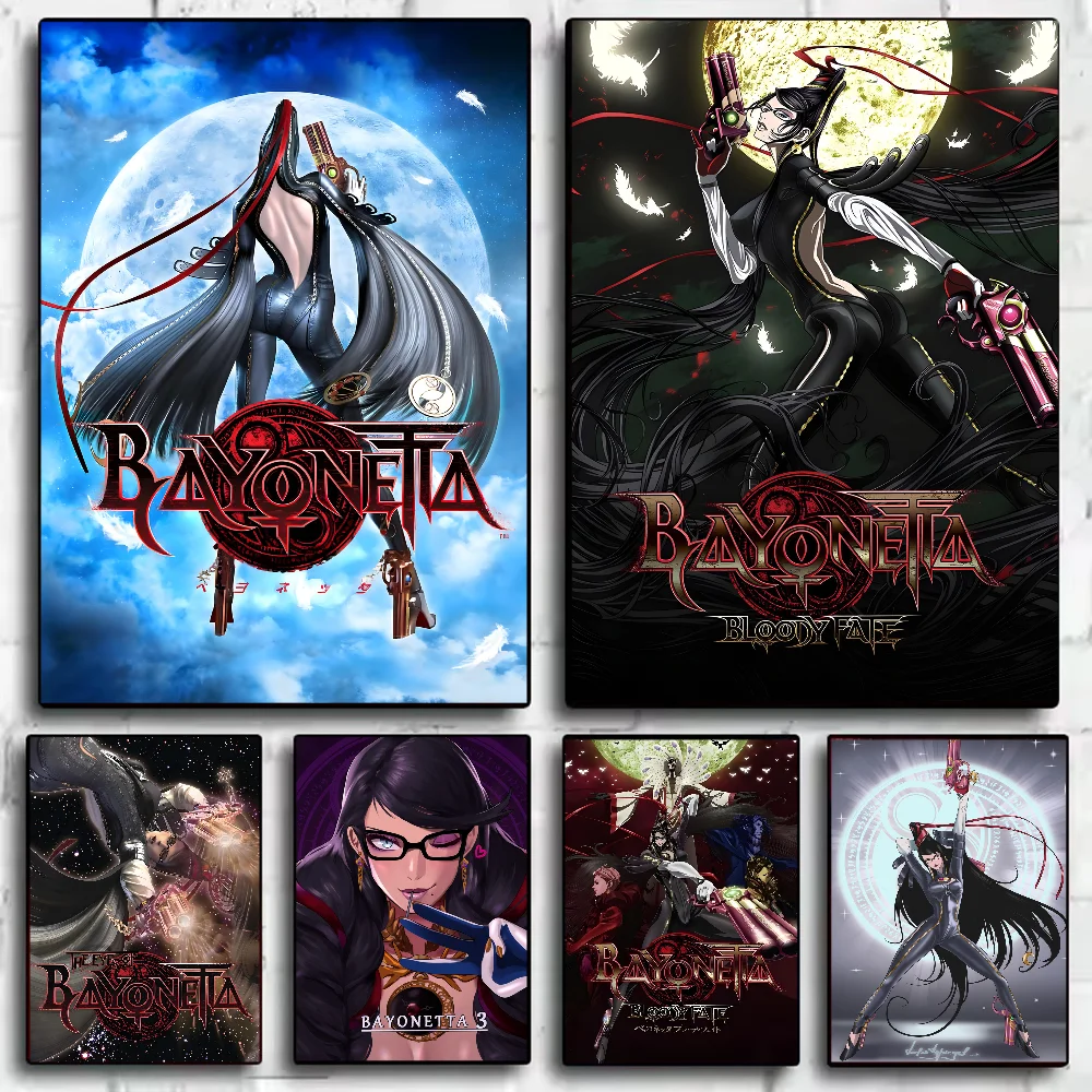 Фото Классический винтажный постер Game Bayonetta 3, HD арт, липкая стена, водонепроницаемый, для дома, гостиной, спальни, бара, эстетическое украшение №1