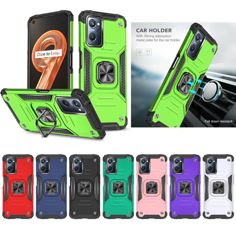 

Case for OPPO Realme 9i A36 RMX3491 PESM10 Luxury Armor Shockproof Car Magnetic Ring Holder Hard Phone Cover Realme9i OPPOA36