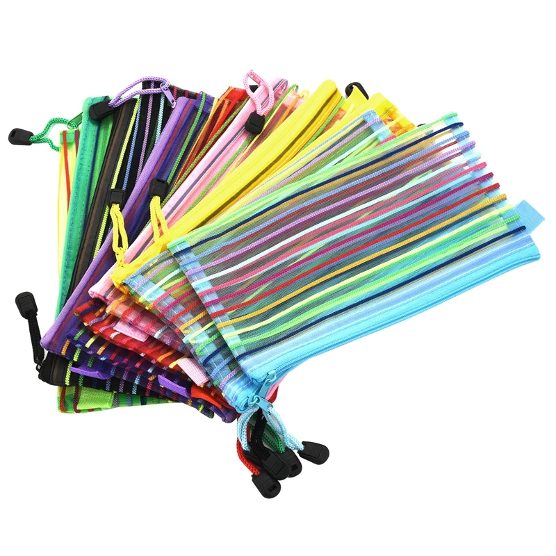 

A6 Zipper Mesh Pouch, Colorful Pencil Pen Bag Document Bag Storage Pouch For Travel Makeup, Offices Supplies, Travel Accessories