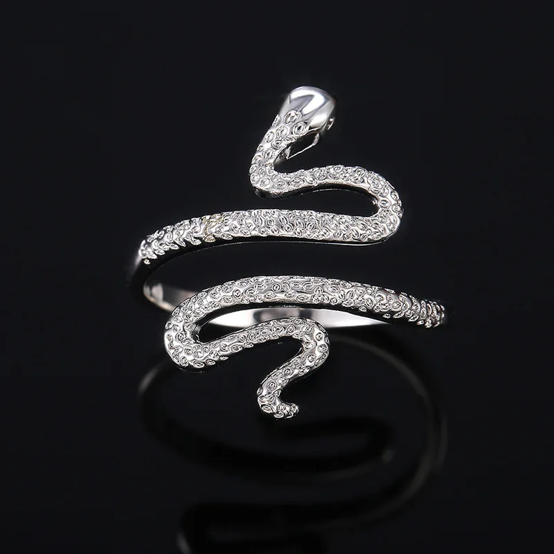 

New Simple Trendy Silver Plated Snake Rings For Women Punk Fashion Jewelry Daily Wear Party Gift Animal Finger Ring Wholesale