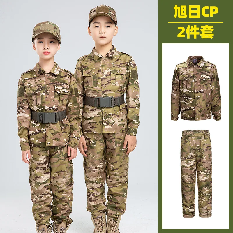 

Kids Children Camouflage Military Tactical Uniform Long Sleeve Shirt Pants Suit Boys Camo Students Camp Hunting Training BDU Set