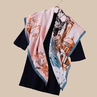 fashion simulation silk scarf womens new twill silk large square scarf travel decoration sunscreen shawl